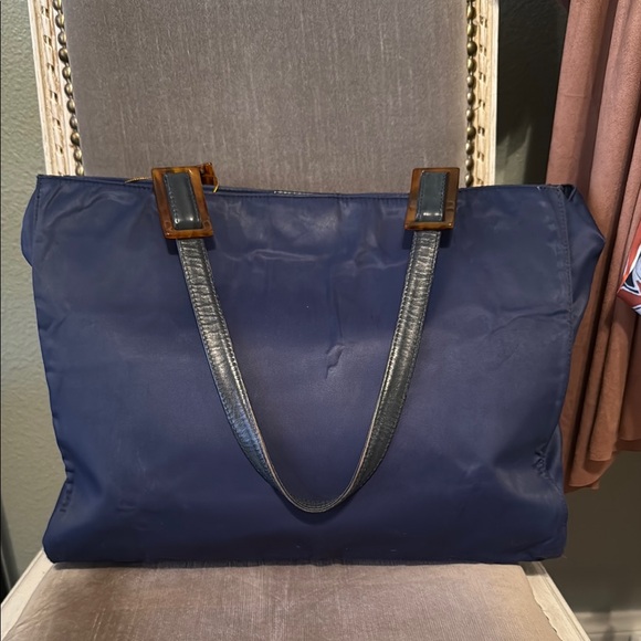Yves Saint Laurent Deep Blue Tote with Black Handles - Picture 3 of 9